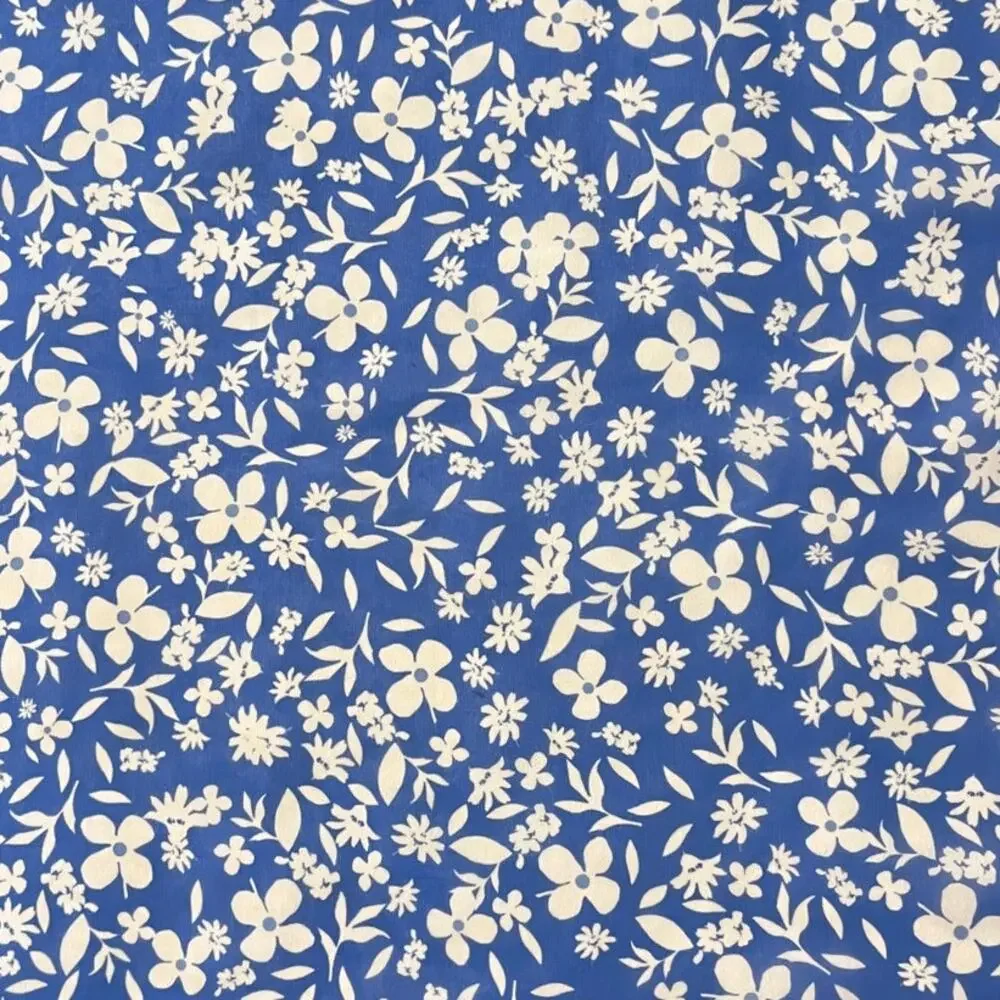 One of a Kind Silk Scarf Manufacture Sample Blue Flowers - Vialegeno Disegni
